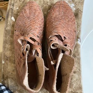 Free People Woven Leather Flats in Brown